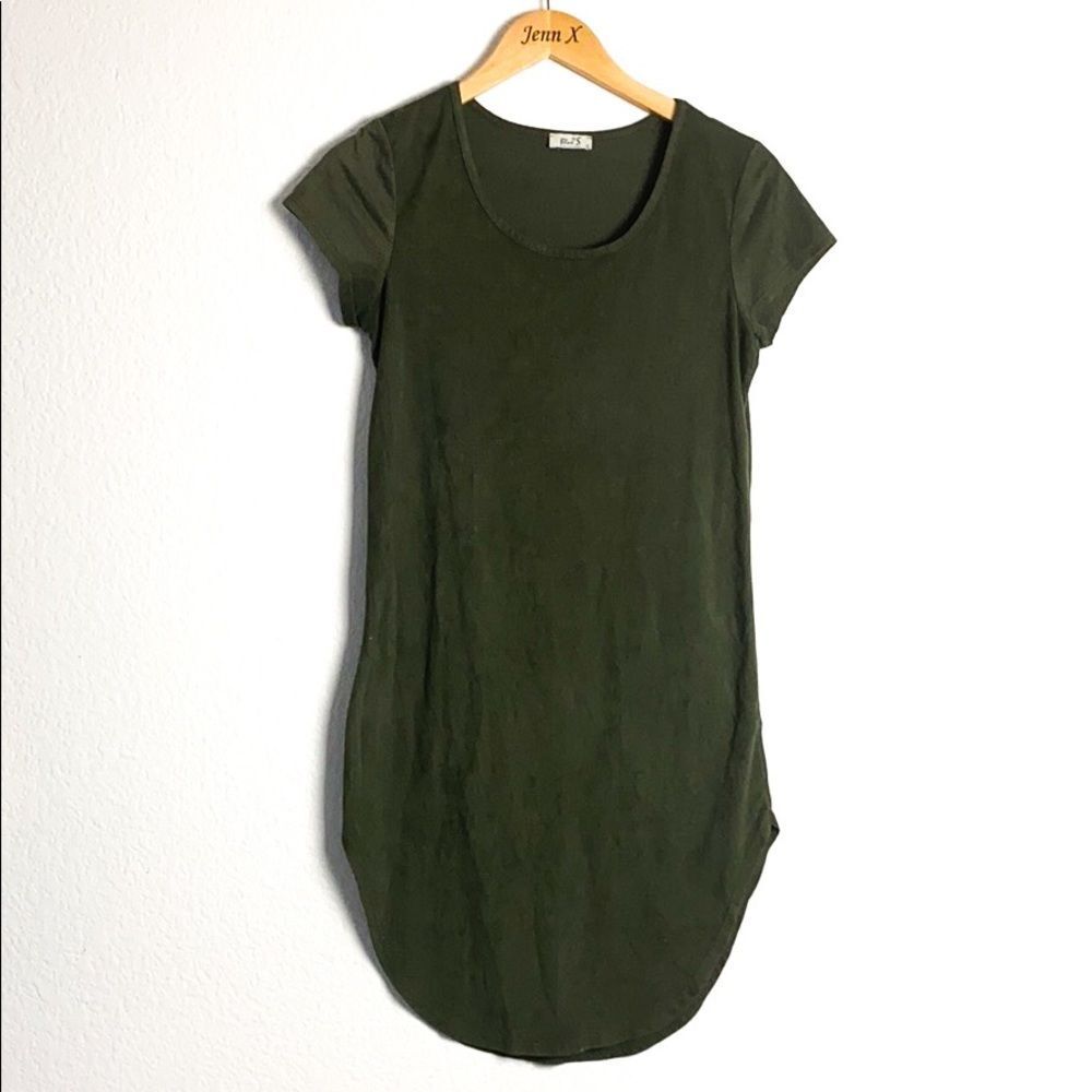 Blue S Dark Green Short Sleeve Dress